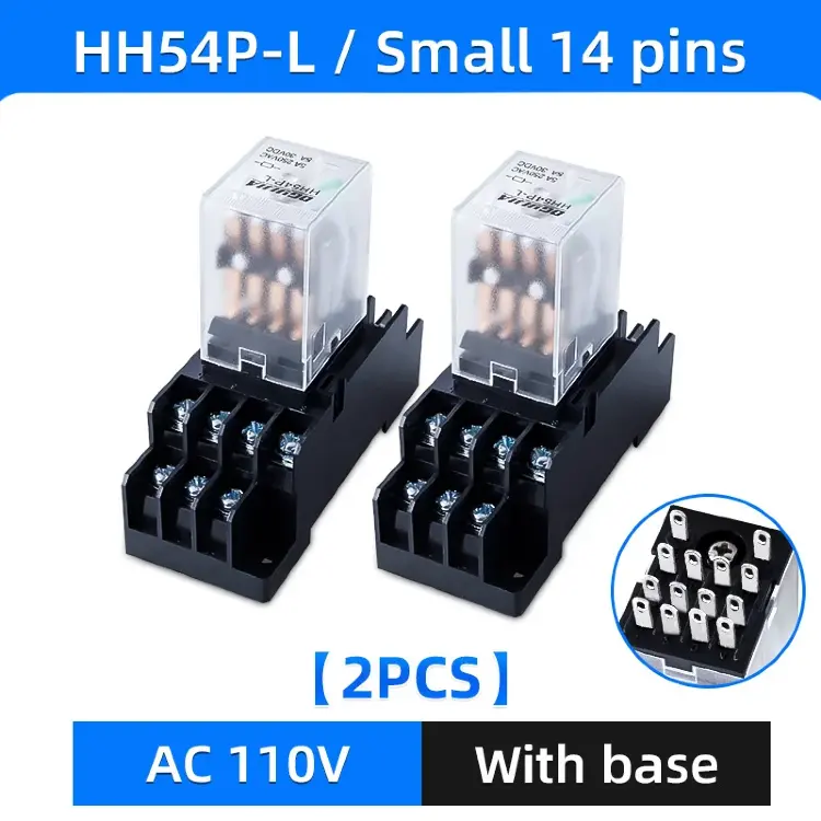 Промежуточное реле с розеткой HH52P/MY2NJ HH54P/MY4NJ 8/14 контактов DC 12/24V AC 110/220V