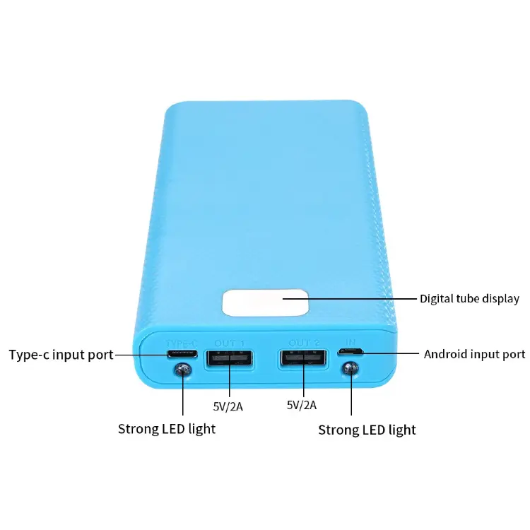 Внешний аккумулятор на 8 батарей 18650 с LCD дисплеем и двумя USB портами