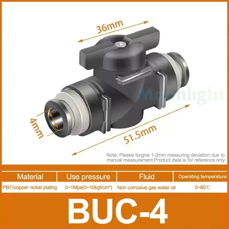 Пневматический быстроразъемный фитинг BUC HVFF 4-14 мм черный