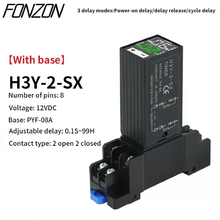 Реле времени H3Y-2/HY3-4 с задержкой 0,1s-99h (8/14 контактов) 220В AC/12В/24В DC