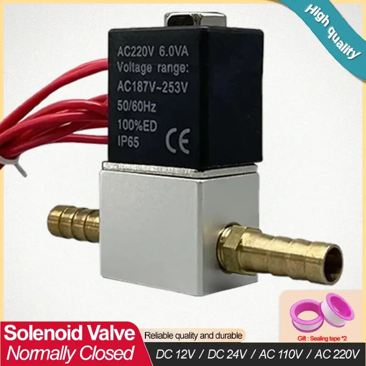 Пневматический электромагнитный клапан DC12V/24V/AC110V/220V 1/4" двусторонний