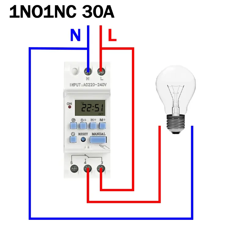 Программируемый таймер THC15A на DIN-рейку 220V 24V 15A 30A