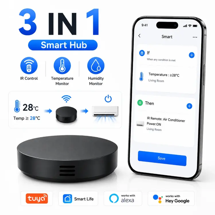 Универсальный ИК-пульт Tuya Smart с датчиком температуры и влажности