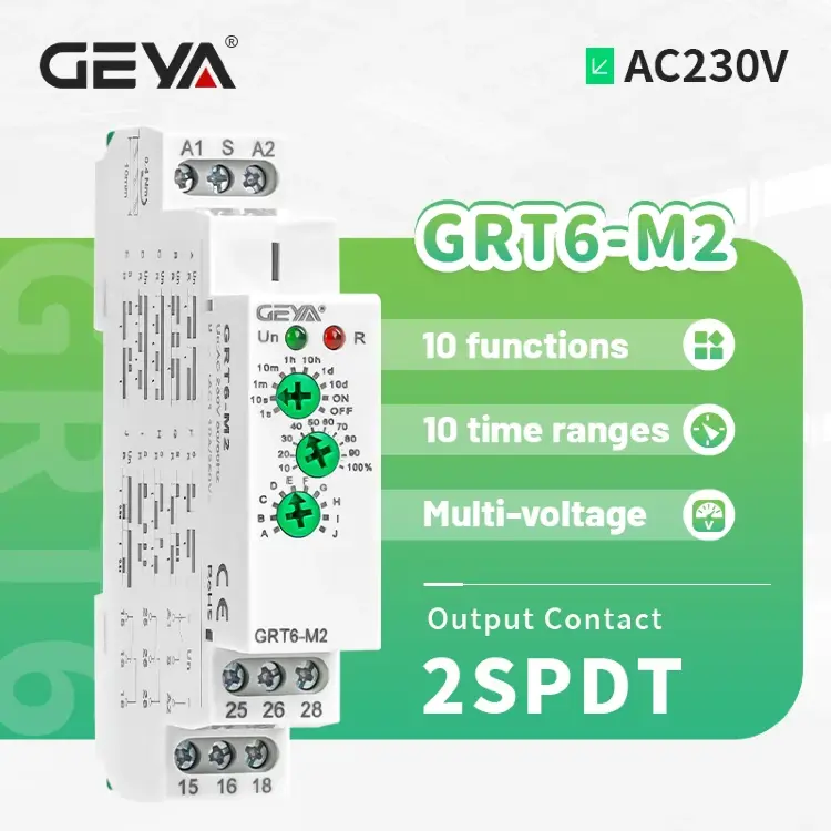 Многофункциональное реле задержки GEYA 10A 24В-240В DIN-рейка