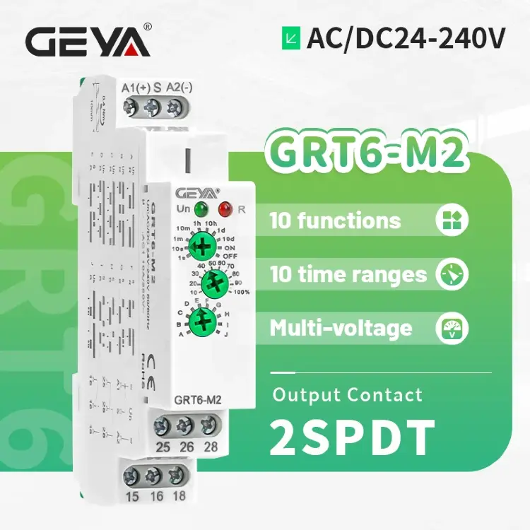Многофункциональное реле задержки GEYA 10A 24В-240В DIN-рейка