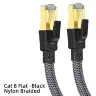 Кабель Ethernet CAT8 RJ45 40 Гбит/с плоский в нейлоновой оплетке