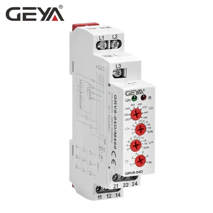 Реле контроля напряжения GEYA GRV8-04 3-фазное на DIN-рейку