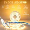 Гибкая светодиодная лента COB с сенсорным USB-диммером, самоклеящаяся