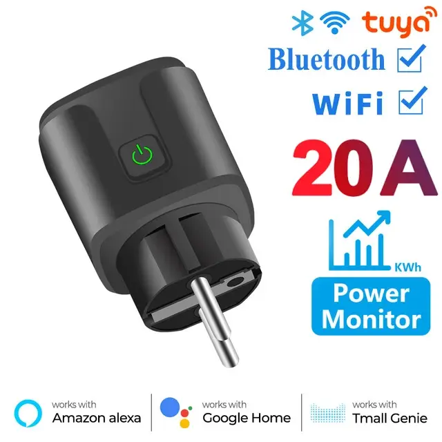 Умная розетка EU 16A/20A AC100-240V Wi-Fi с голосовым управлением