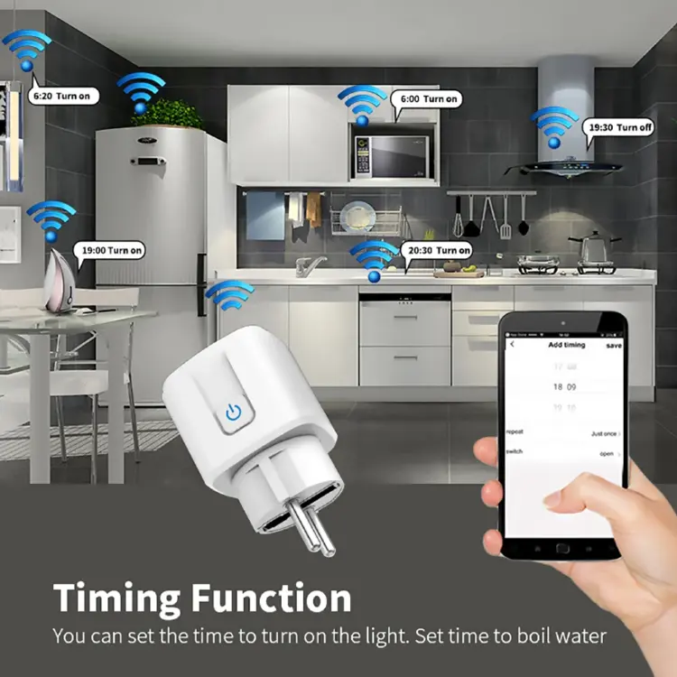 Умная розетка EU 16A/20A AC100-240V Wi-Fi с голосовым управлением