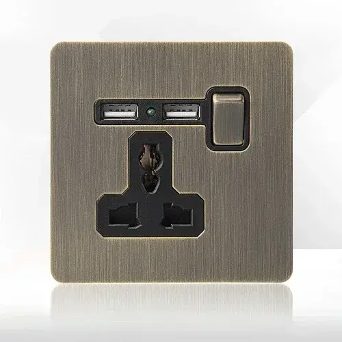 Ретро настенный выключатель и розетка с USB, бронза, немецкий стандарт 16А