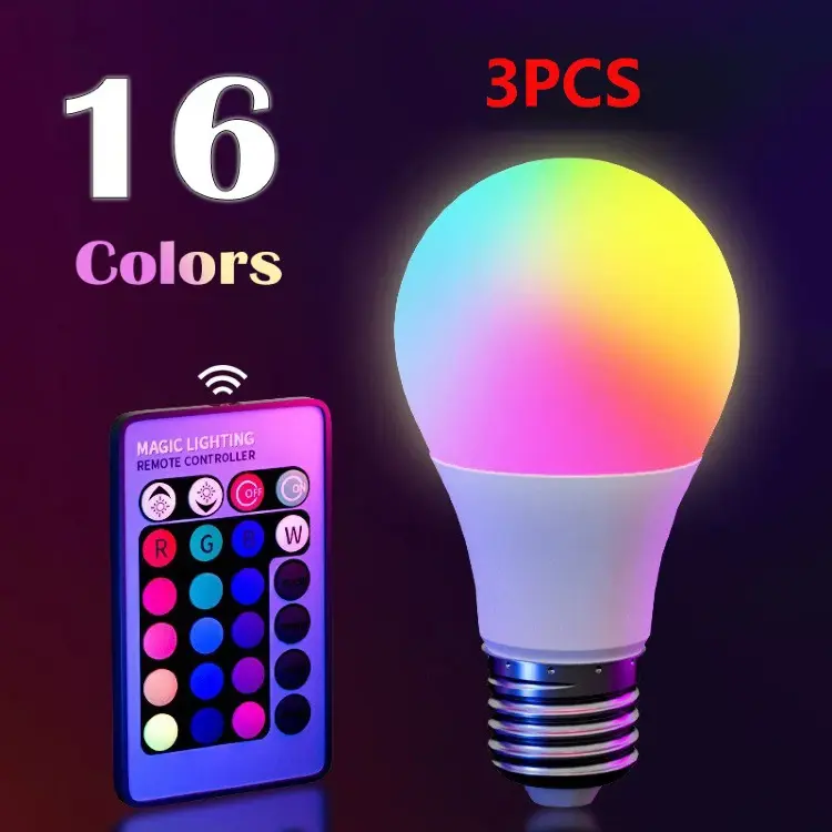RGB светодиодная лампа E27 16 цветов с пультом управления