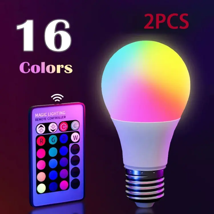 RGB светодиодная лампа E27 16 цветов с пультом управления