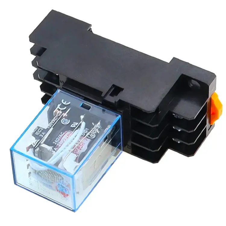 Реле мощности MY4NJ 5A 4NO 4NC DIN-рейка 12-220В с розеткой PYF14A, 10 шт