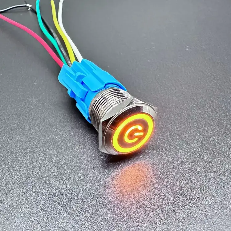 Водонепроницаемый металлический кнопочный переключатель с LED 12-22 мм, 5-220 В