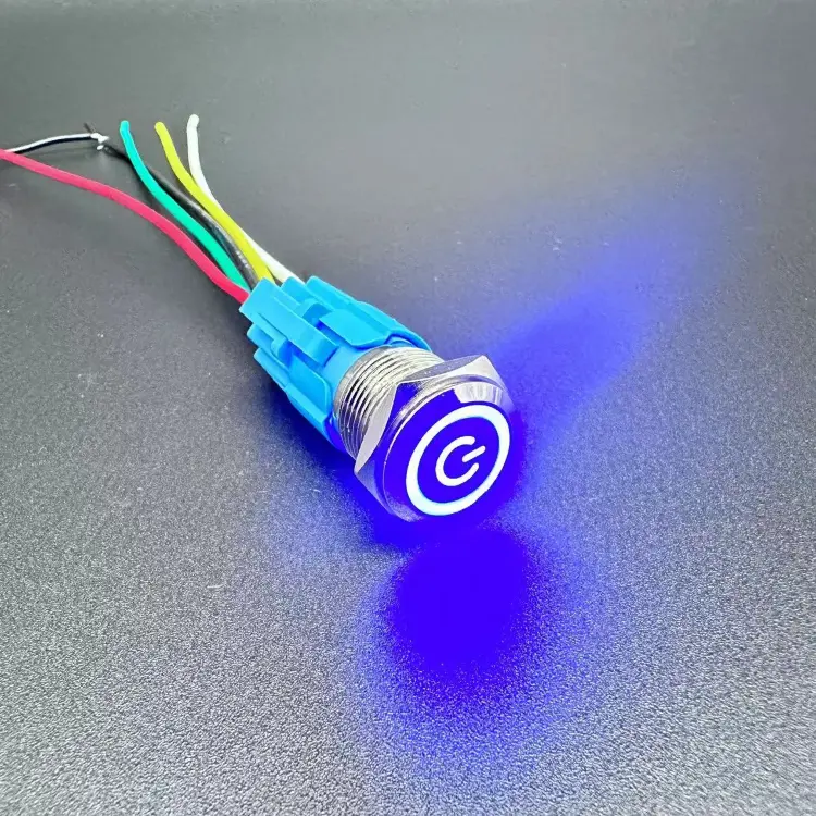 Водонепроницаемый металлический кнопочный переключатель с LED 12-22 мм, 5-220 В