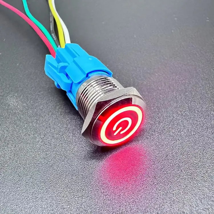 Водонепроницаемый металлический кнопочный переключатель с LED 12-22 мм, 5-220 В