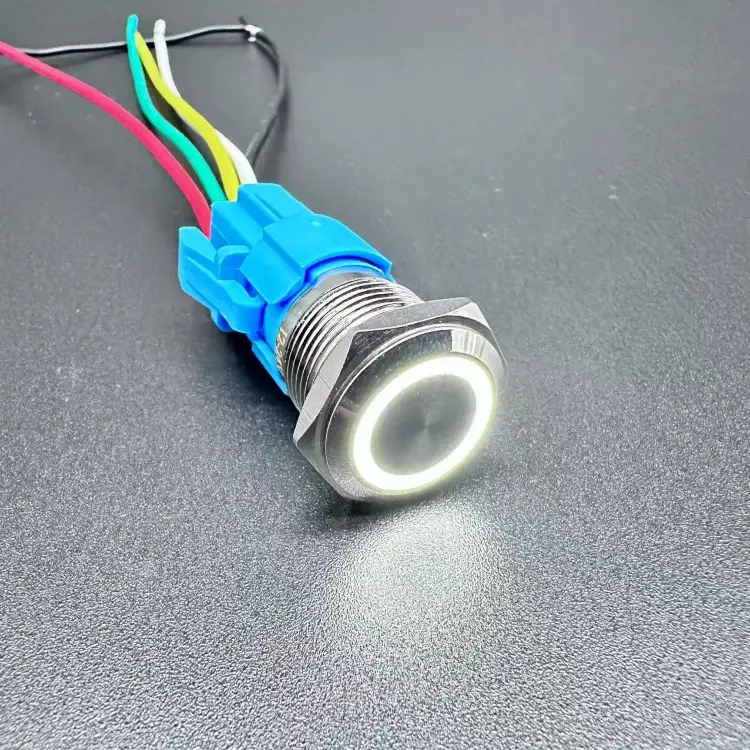 Водонепроницаемый металлический кнопочный переключатель с LED 12-22 мм, 5-220 В