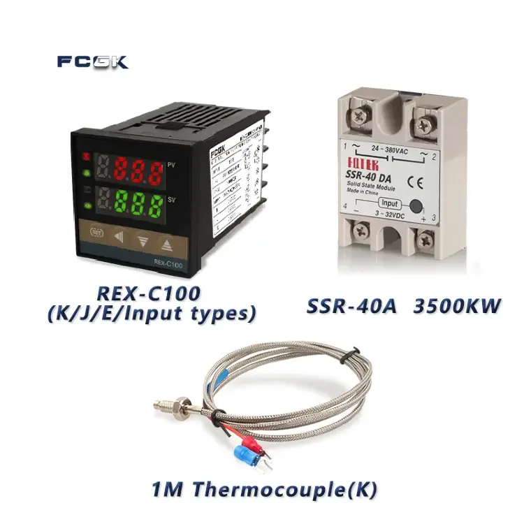 Цифровой терморегулятор REX-C100 PID 220В 400°C с выходом SSR 40A и термопарой K