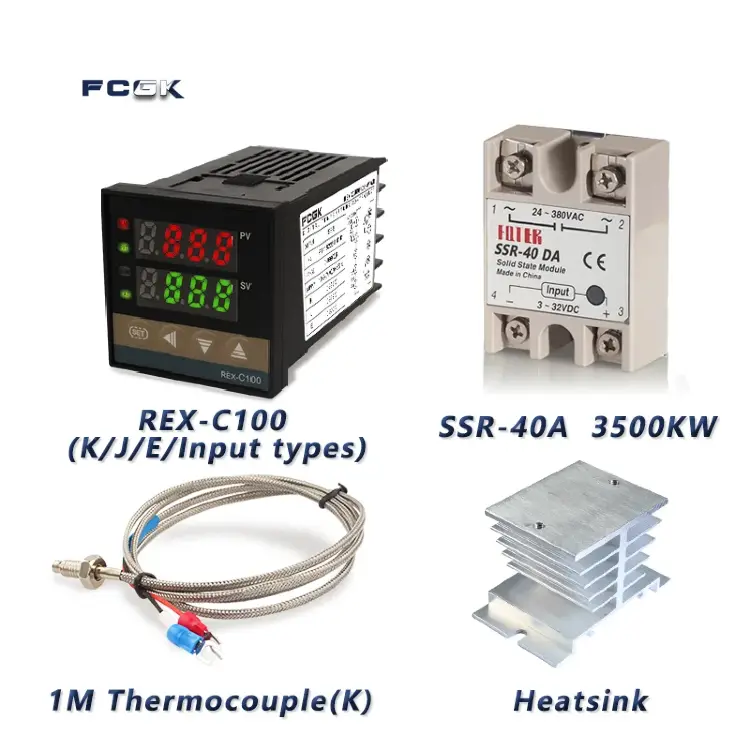 Цифровой терморегулятор REX-C100 PID 220В 400°C с выходом SSR 40A и термопарой K