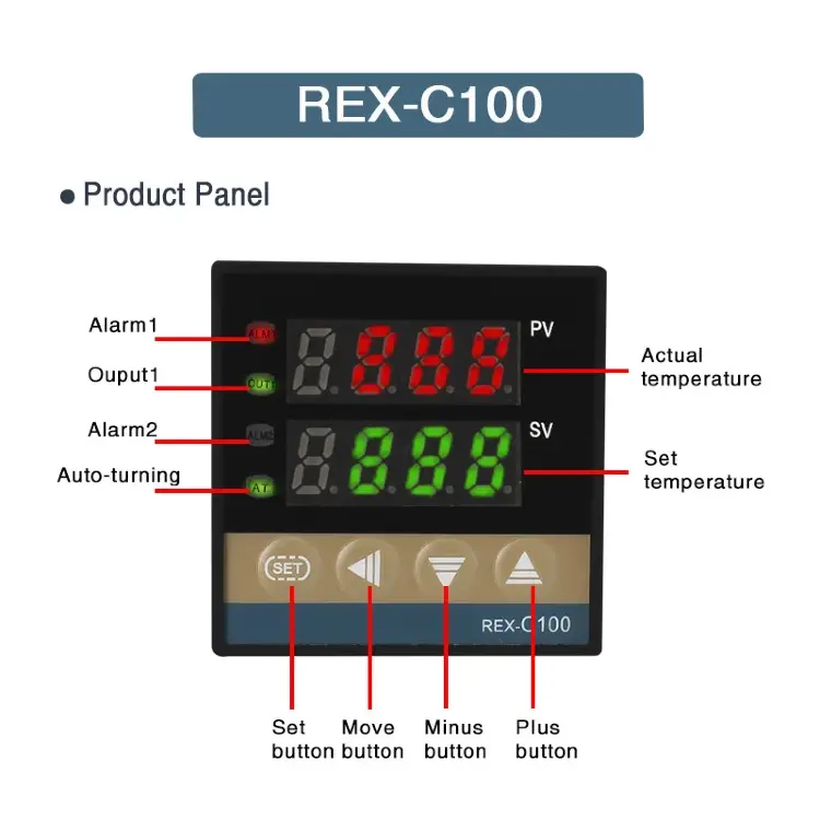 Цифровой терморегулятор REX-C100 PID 220В 400°C с выходом SSR 40A и термопарой K