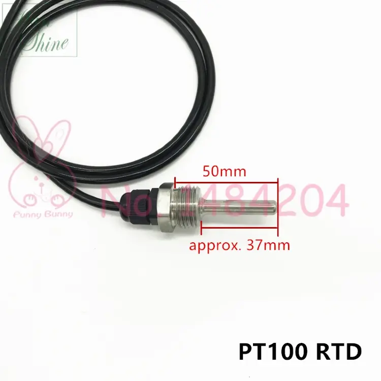 Датчик температуры PT100/PT1000 SUS304 G1/2" резьбовой 7мм кабель 1,5м