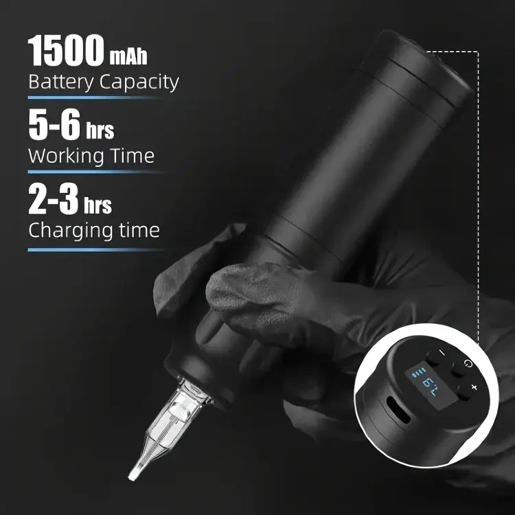 Беспроводная тату-машинка с аккумулятором 1500 мАч