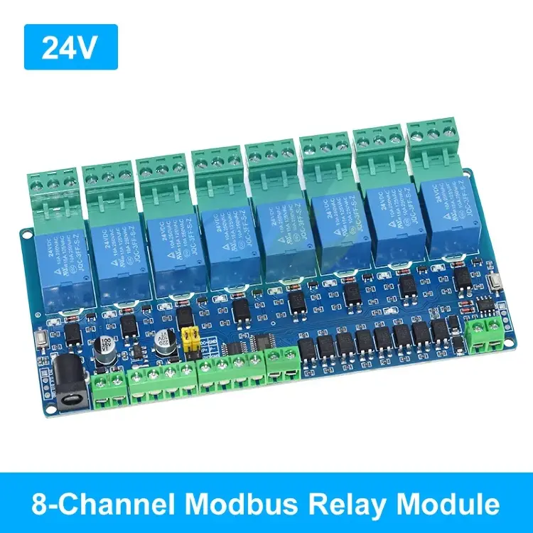 Релейный модуль Modbus-RTU RS485 1/2/4/8 каналов 10A 5-24В с оптопарой изоляцией