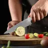 Профессиональный кухонный нож из дамасской стали с деревянной ручкой