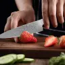 Профессиональный кухонный нож из дамасской стали с деревянной ручкой