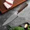 Профессиональный кухонный нож из дамасской стали с деревянной ручкой