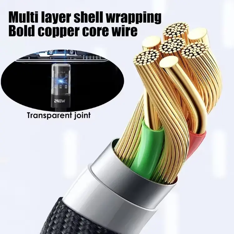 Нейлоновый кабель USB Type-C 240W с LED дисплеем