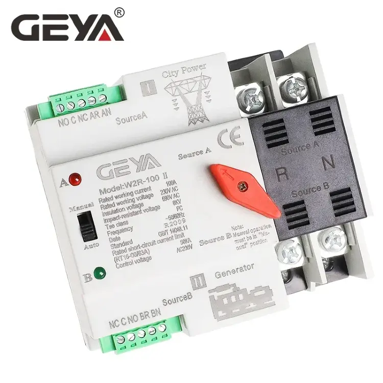 GEYA W2R Mini ATS автоматический переключатель 63A 100A 110В 220В