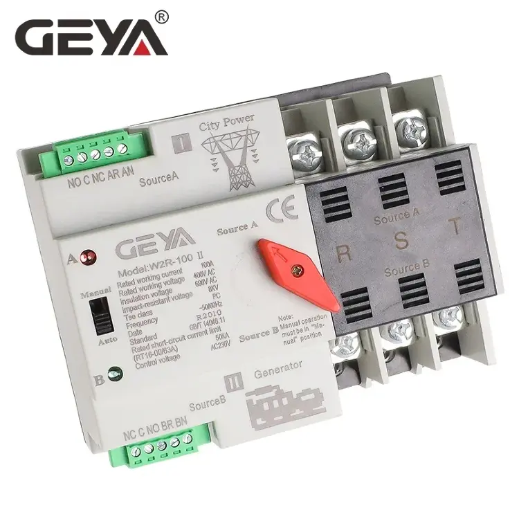 GEYA W2R Mini ATS автоматический переключатель 63A 100A 110В 220В