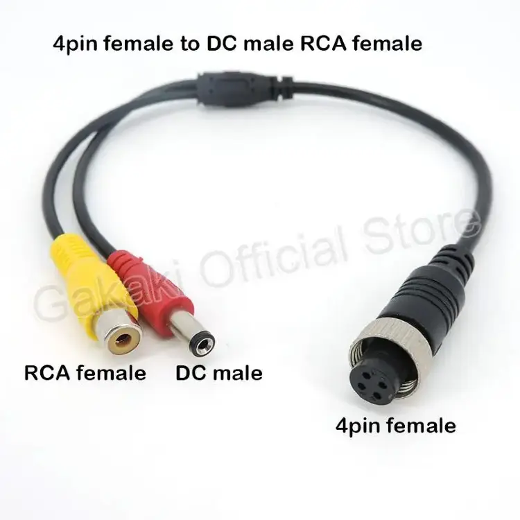 Удлинительный кабель-адаптер M12 4-контактный на BNC DC RCA для камер видеонаблюдения