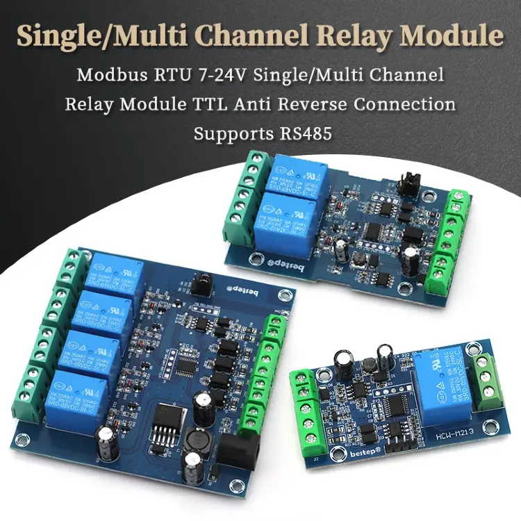 Релейный модуль Modbus RTU RS485 TTL UART 1-4 канала 7-24В