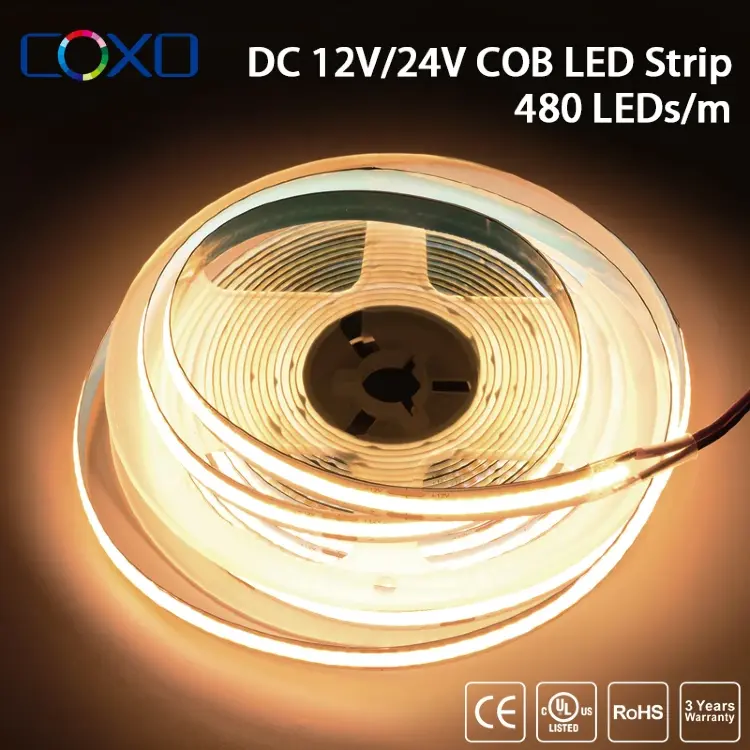 COB светодиодная лента 320-480 LED/м DC12V/24V диммируемая 3000-6500K RA90