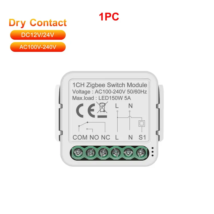 GIRIER Tuya Smart ZigBee Switch Module 5A реле сухой контакт DC 12/24V AC 100-240V