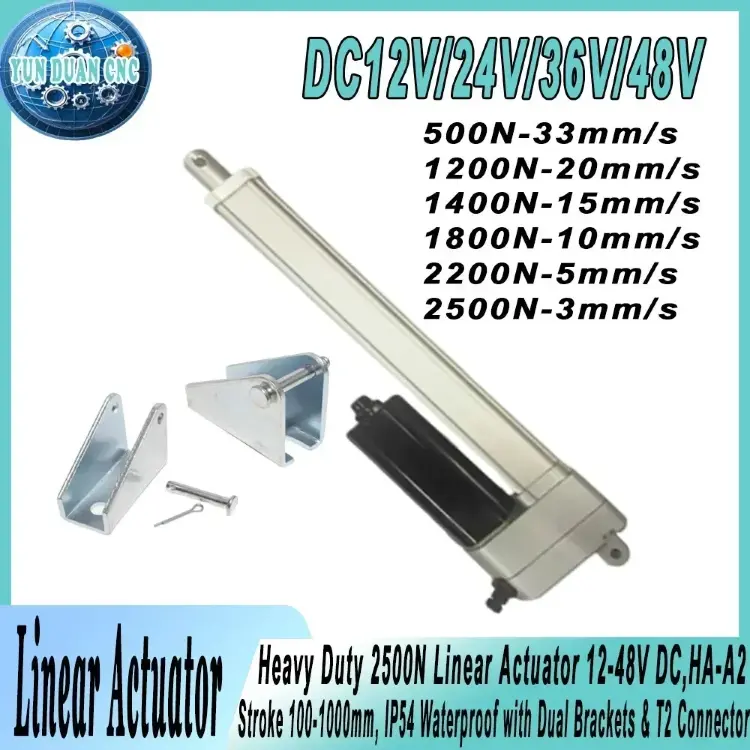 Линейный привод 2500 Н, 12/24 В, регулируемый ход 50-1000 мм, IP54
