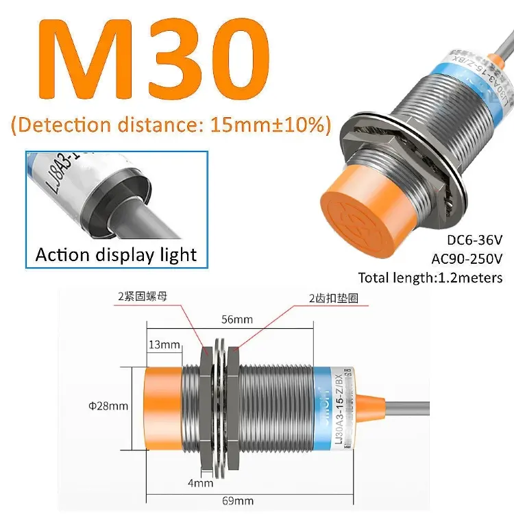 Индуктивный датчик приближения M8 M12 M18 M30 NPN PNP DC 12В AC 110В