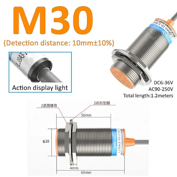 Индуктивный датчик приближения M8 M12 M18 M30 NPN PNP DC 12В AC 110В