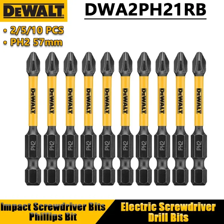 Биты отвёртки DEWALT PH2 57мм ударные Phillips (набор 2/5/10 шт)