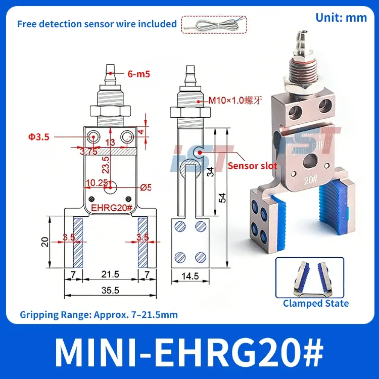 Пневматический мини-захват MINI-EHRG с магнитным датчиком для робота-манипулятора