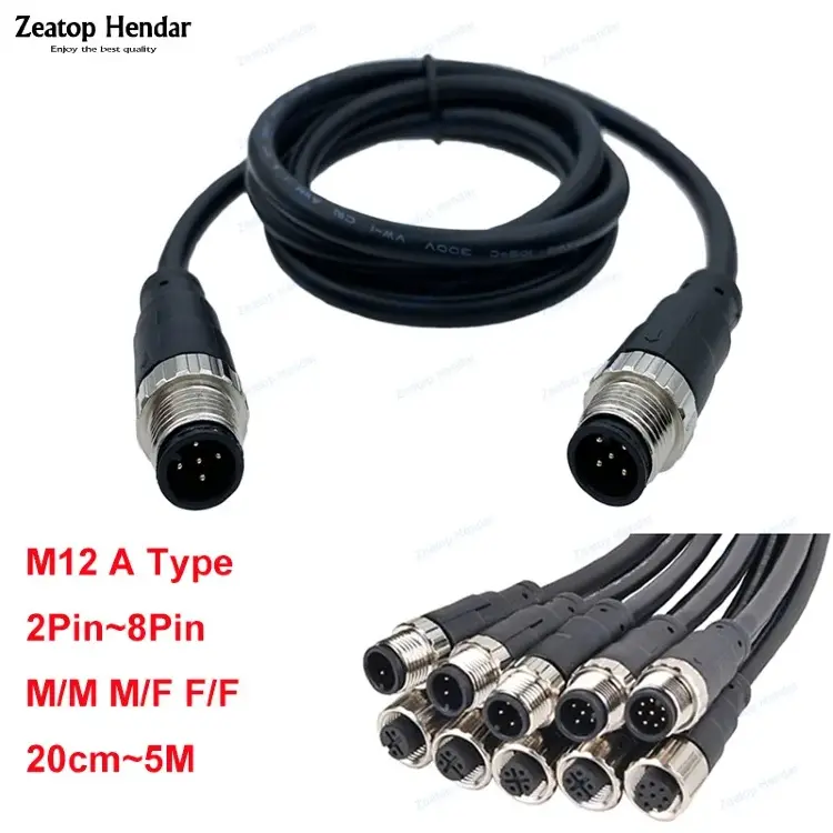Кабель M12 A 8-контактный разъем папа-мама IP67 ПВХ