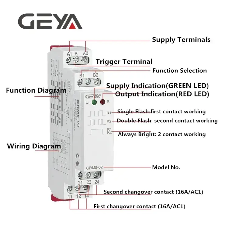 GEYA GRM8 Импульсное реле 24V 16A на DIN-рейку
