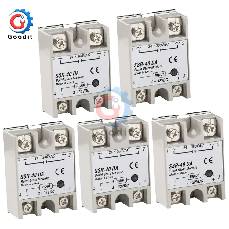 Твердотельное реле SSR-40DA 40A 3-32В DC 24-380В AC (5 шт.)