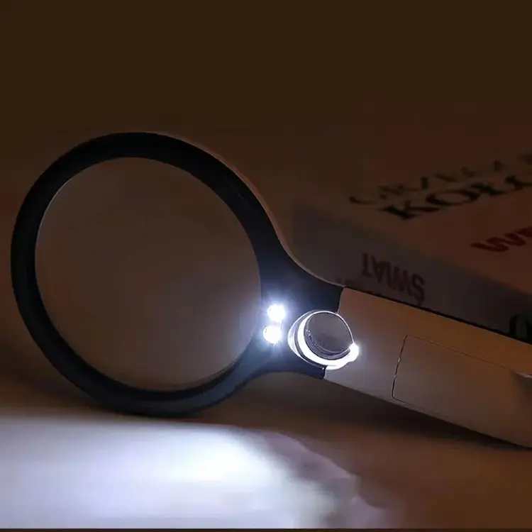 Лупа ручная с LED подсветкой 45X для чтения и ювелирных работ
