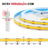 Светодиодная лента COB 5В 320 LED/м с датчиком движения PIR, самоклеящаяся