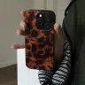 Ретро-чехол для iPhone с лазерной текстурой и леопардовым принтом