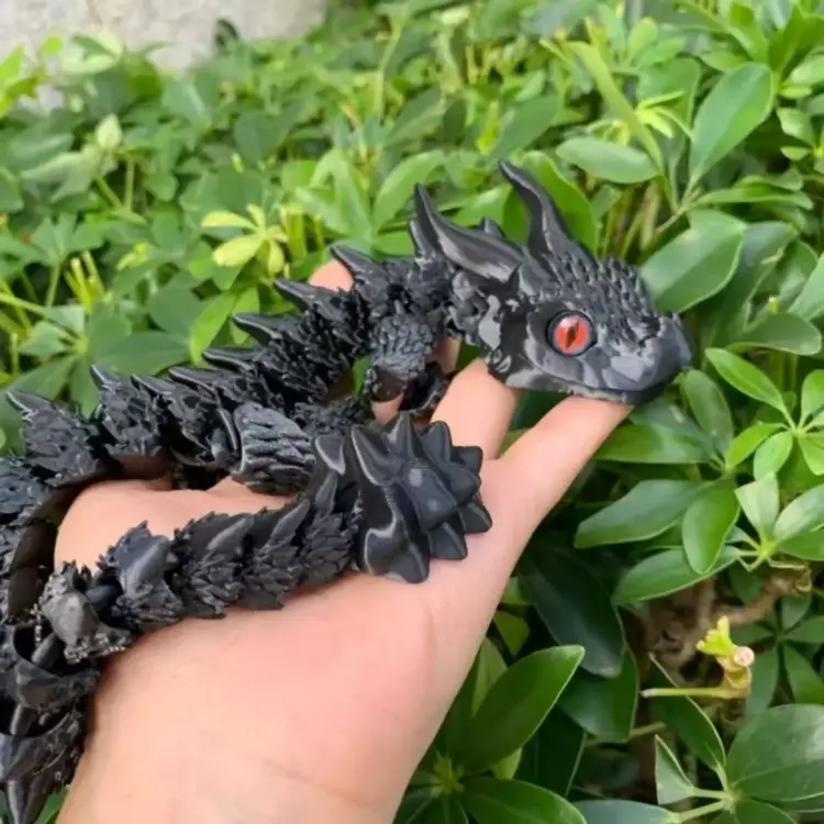 3D-печатная фигурка двухрожного дракона со случайным дизайном глаз